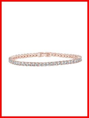 14K Rose Gold Plated Tennis Bracelet 3mm CZ 6.5 Inch